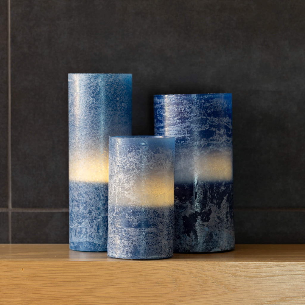 Timber Led Glow Candle - Blue 