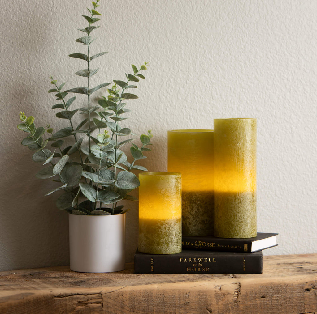 Timber Led Glow Candle - Moss 