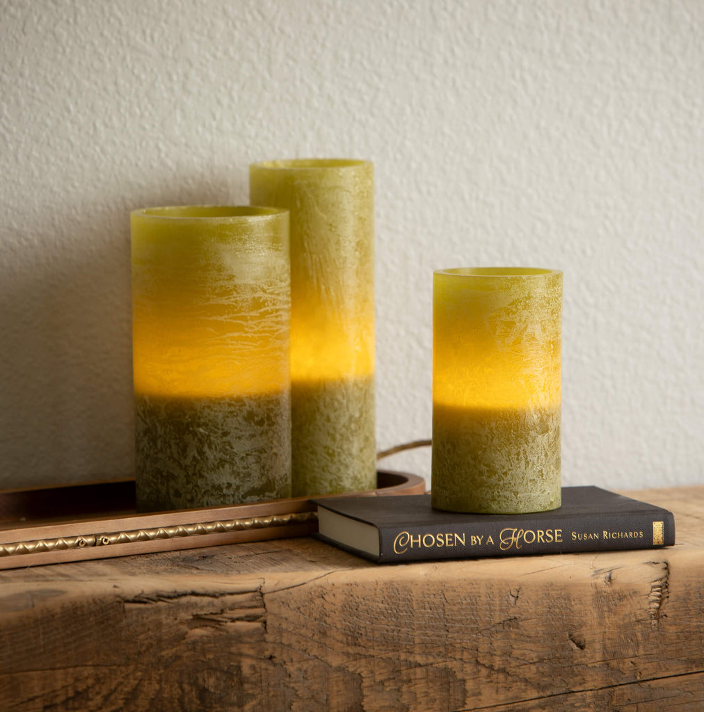 Timber Led Glow Candle - Moss 