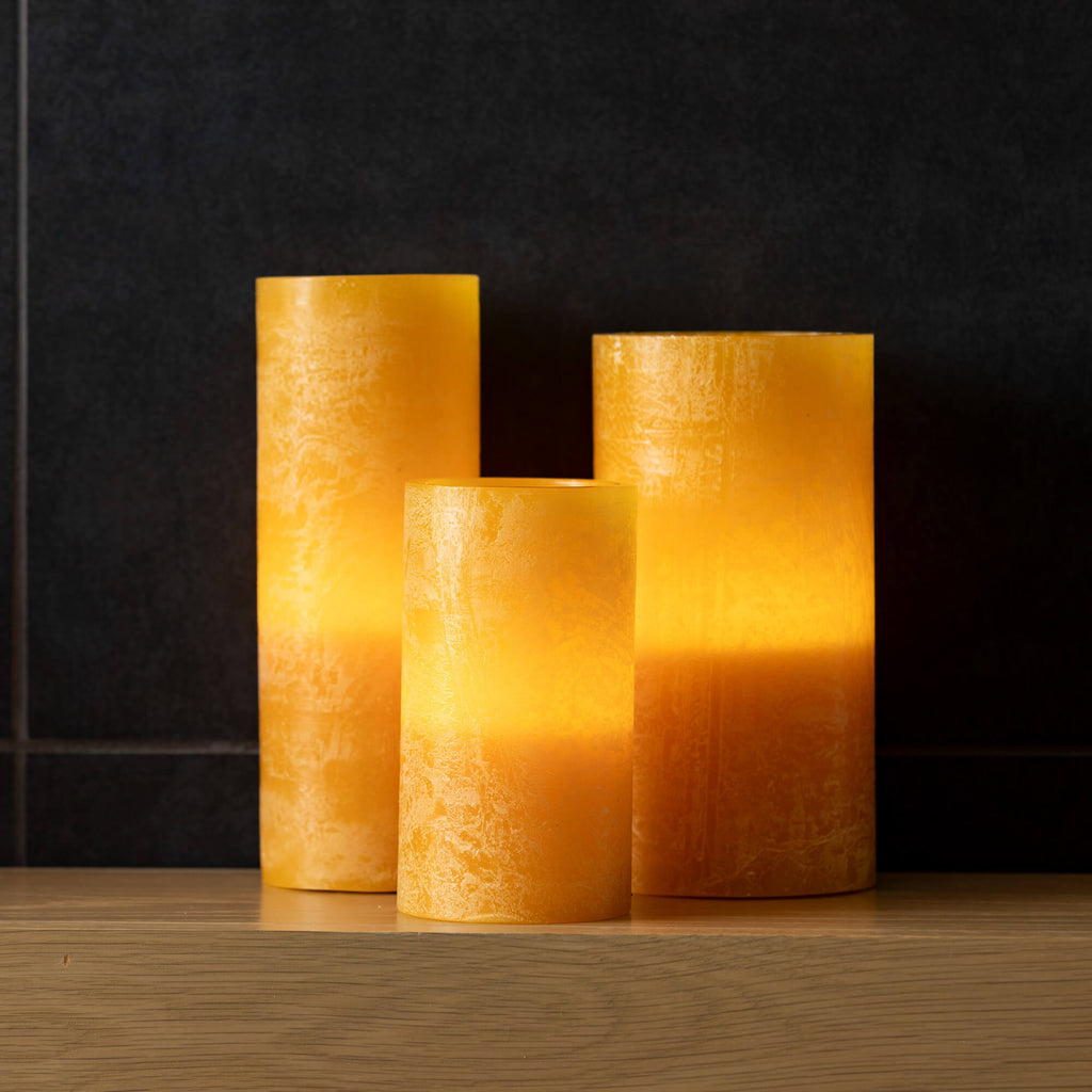 Timber Led Glow Candle - Gold 