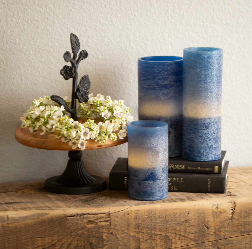 Timber Led Glow Candle - Blue 