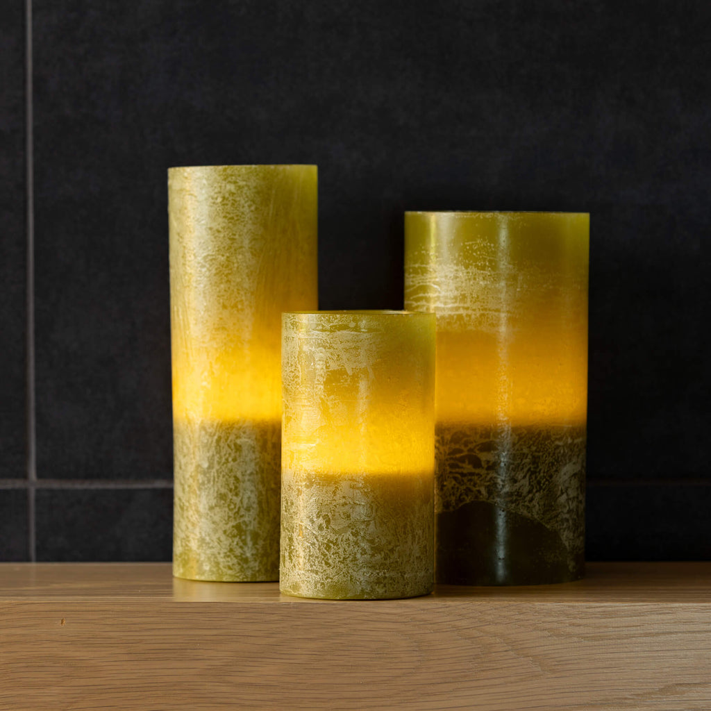 Timber Led Glow Candle - Moss 