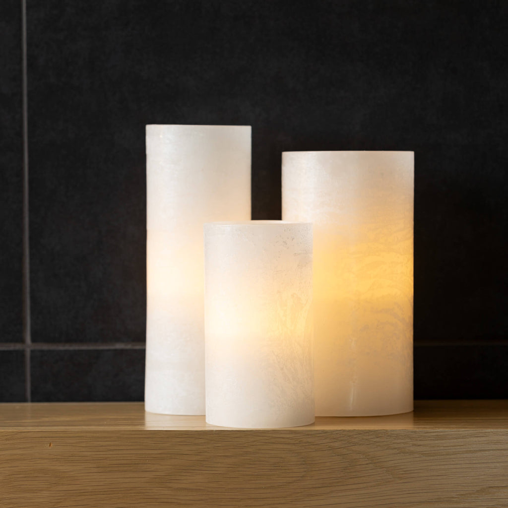 Timber Led Glow Candle - White