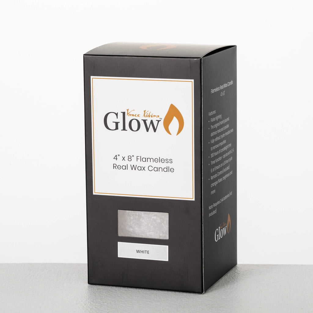 Timber Led Glow Candle - White