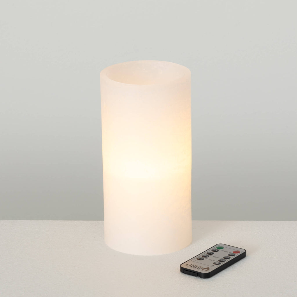 Timber Led Glow Candle - White