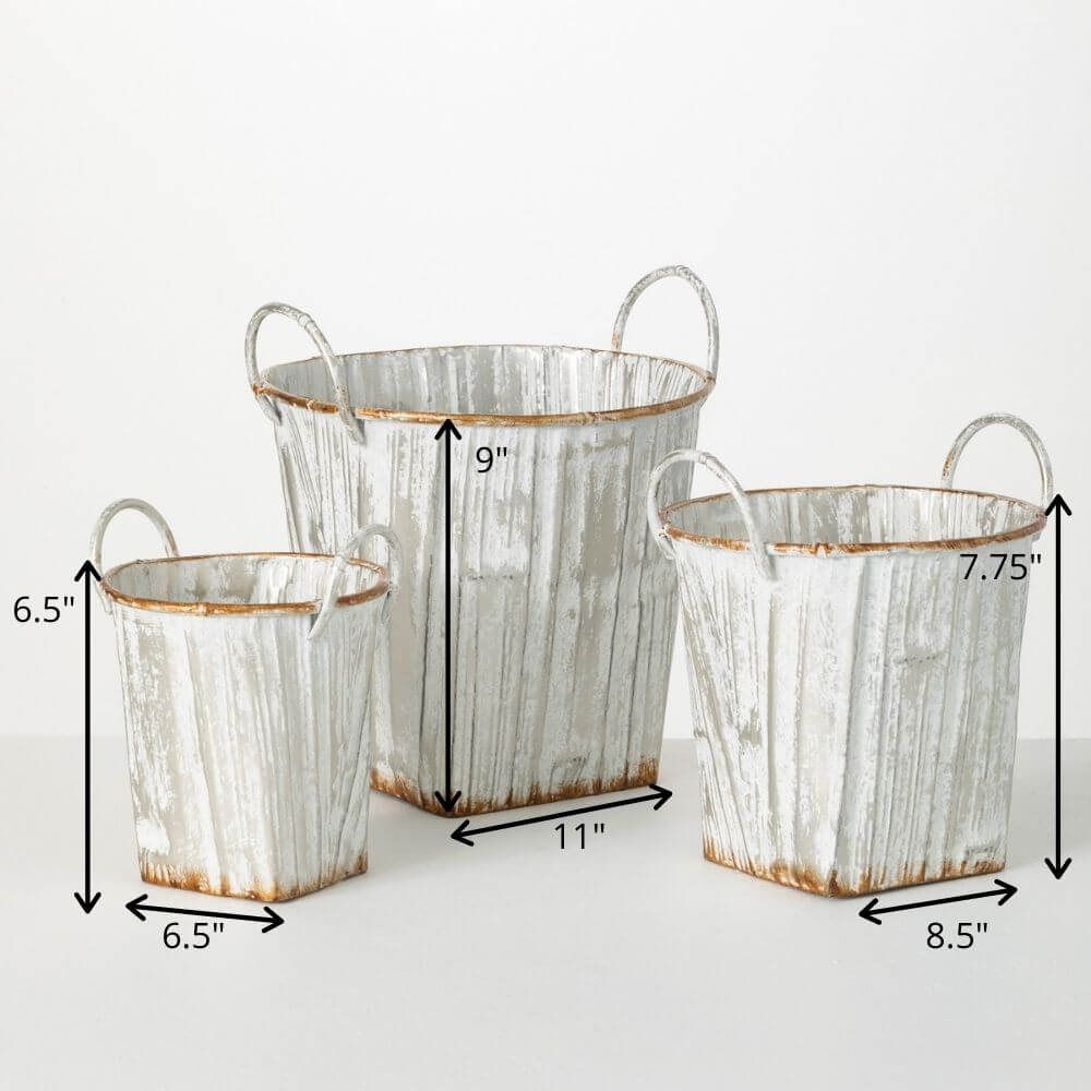 Metal Handled Bucket Set Of 3 