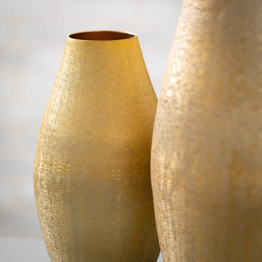 Lustrous Brushed Gold Vase Set