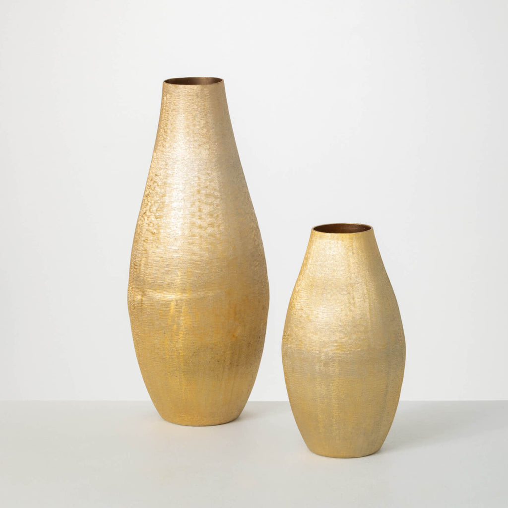 Lustrous Brushed Gold Vase Set