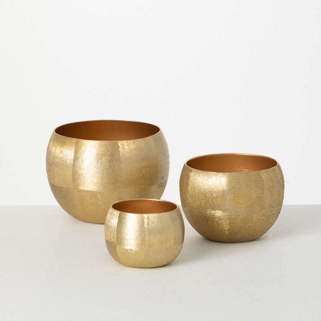 Lustrous Brushed Gold Pots    