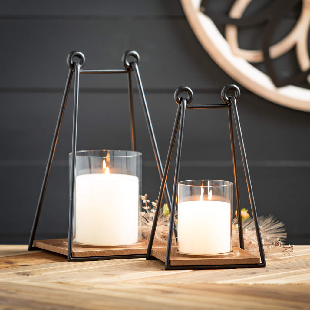 Triangular Wire Frame Lanterns