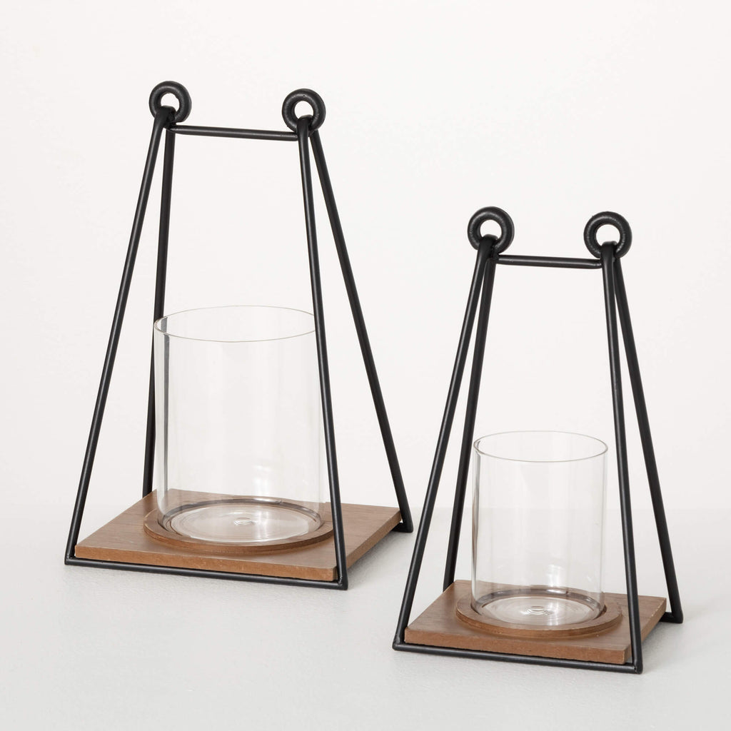 Triangular Wire Frame Lanterns