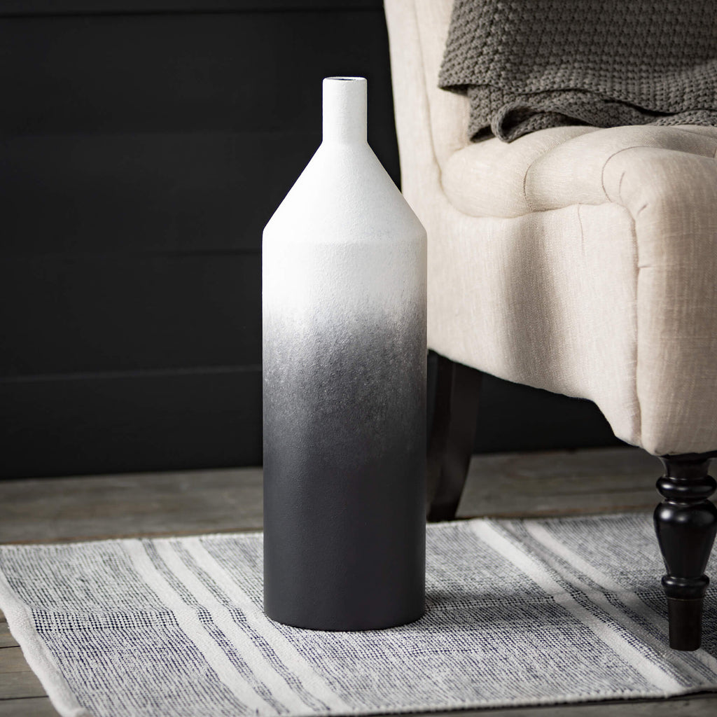 Tall Tapered Black Ombre Vase 