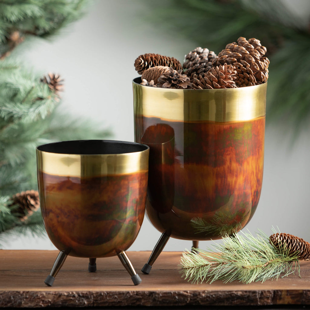 Copper & Bronze Planter Set 2 