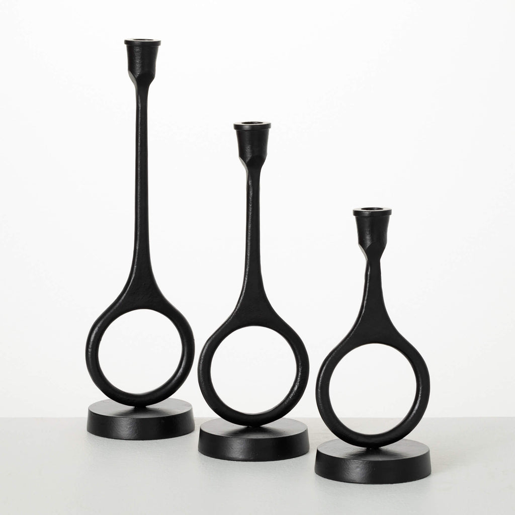 Modern Black Candleholder Set 