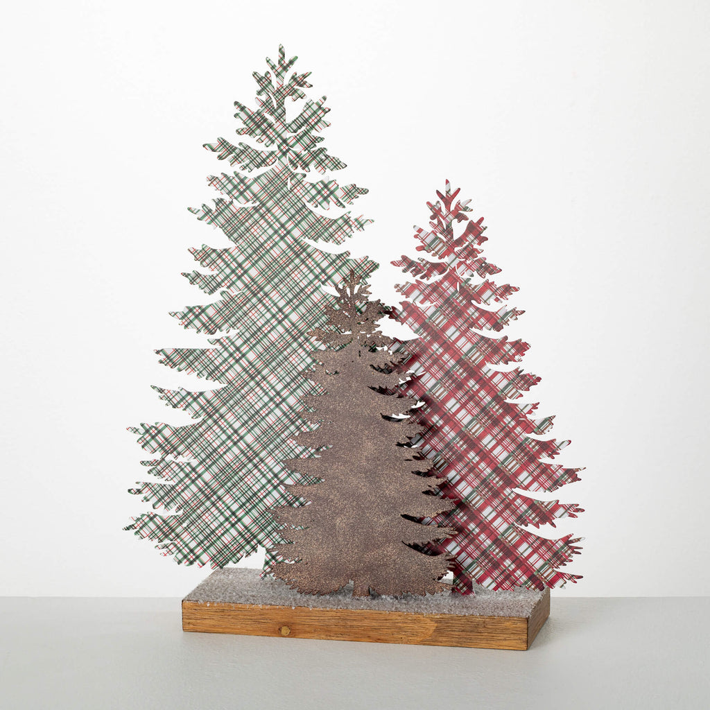 Rustic Plaid Tabletop Trees   