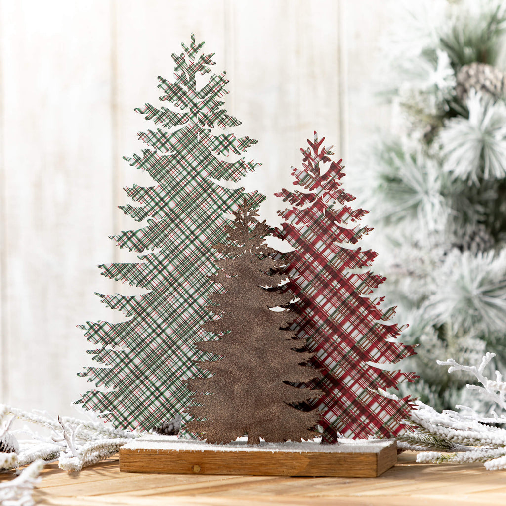 Rustic Plaid Tabletop Trees   