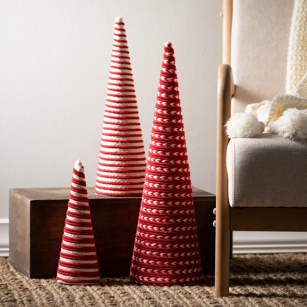 Red White Tabletop Cone Tree  