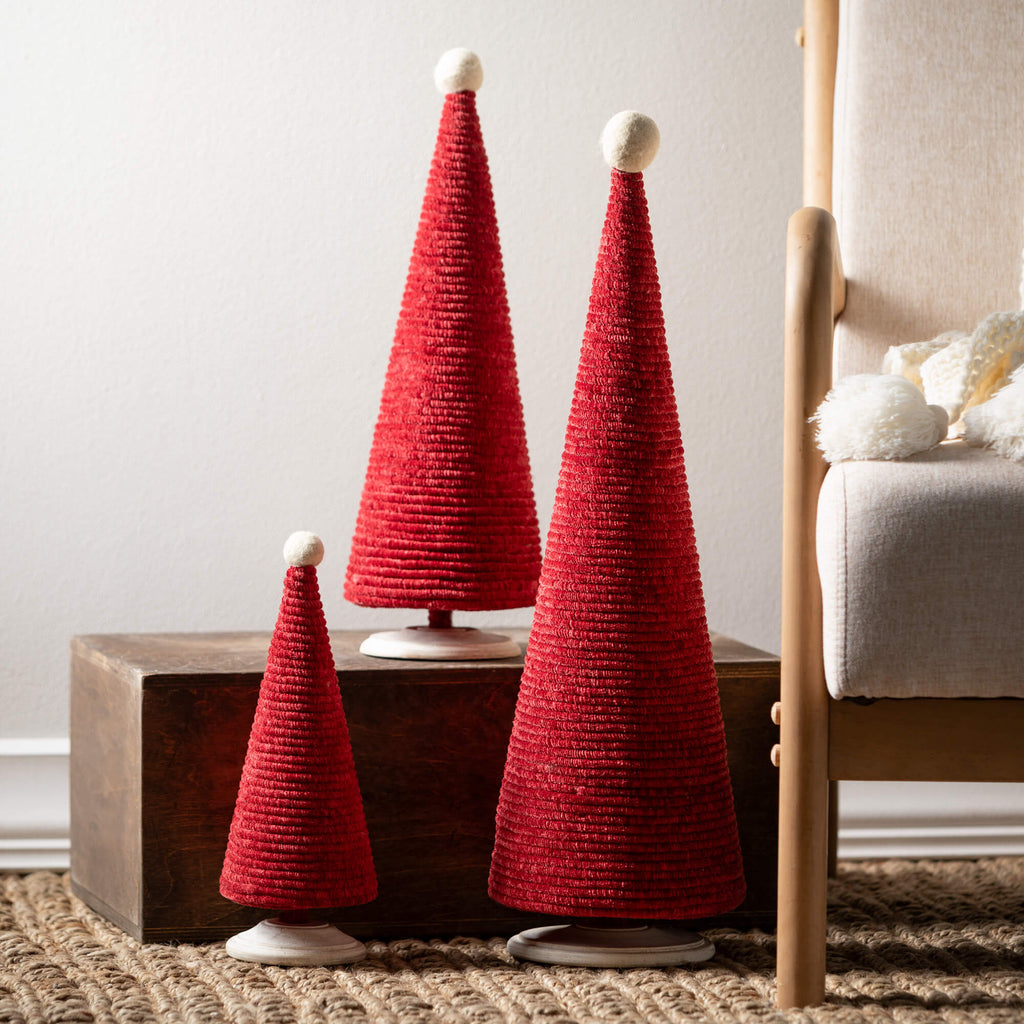 Red Tabletop Cone Tree Set    