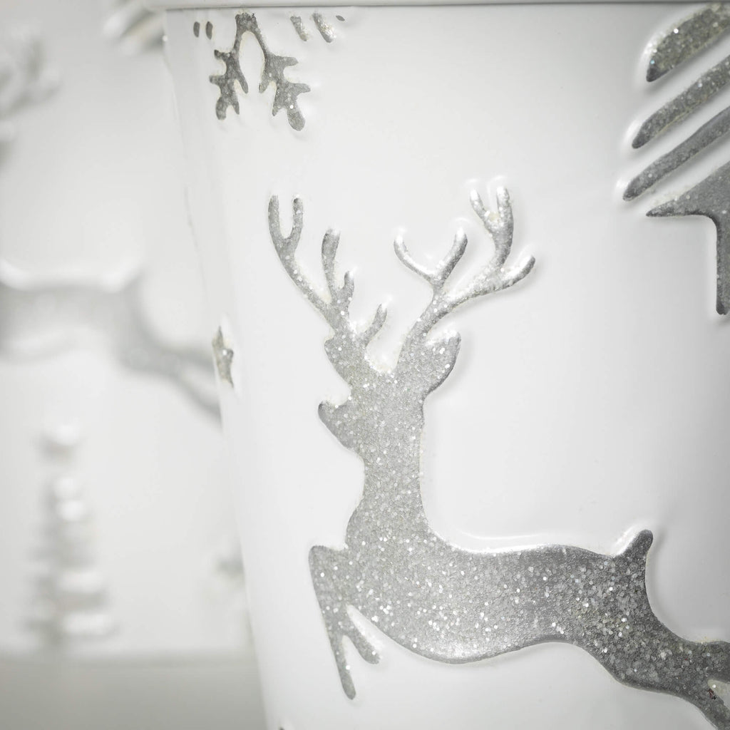 White Embossed Christmas Pails