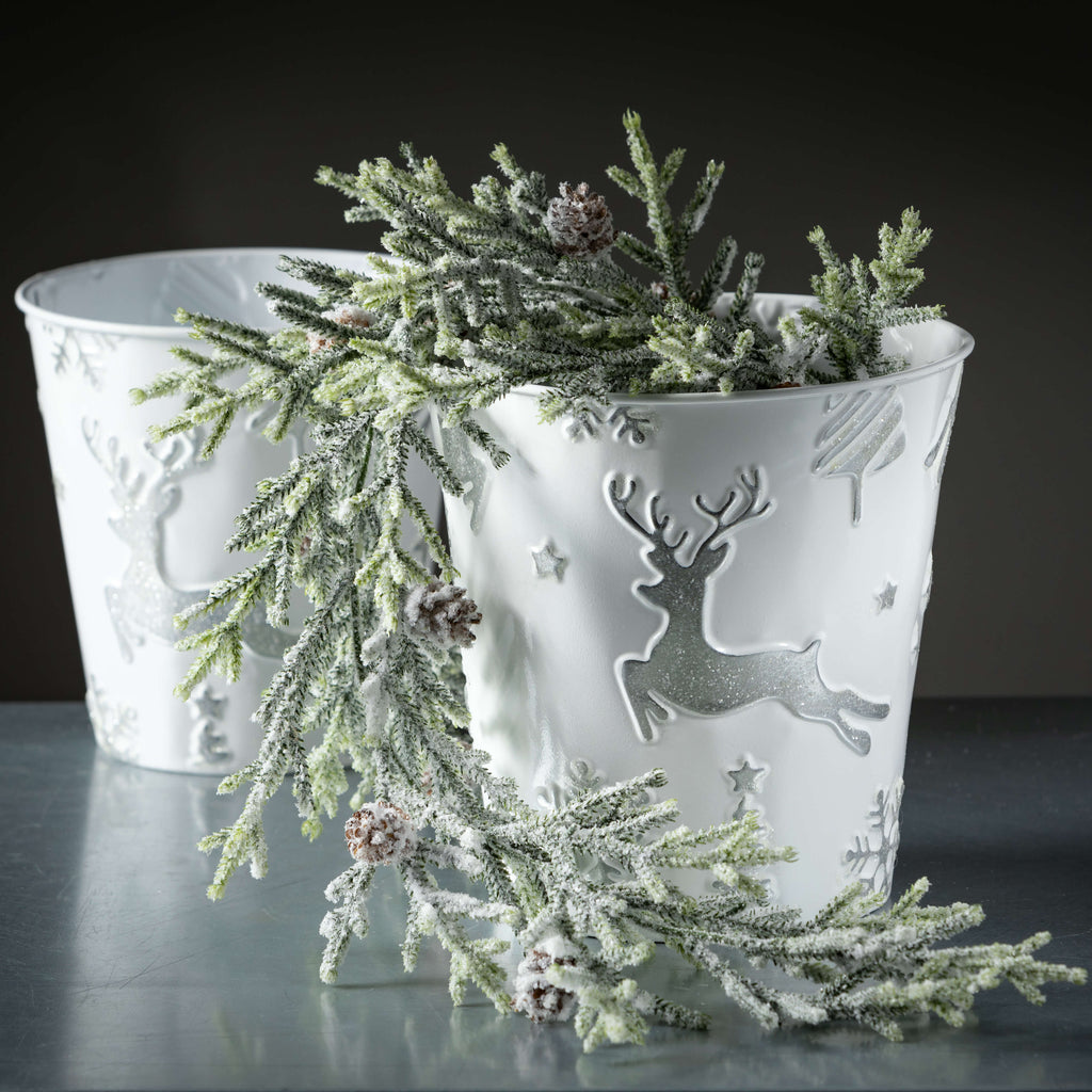 White Embossed Christmas Pails