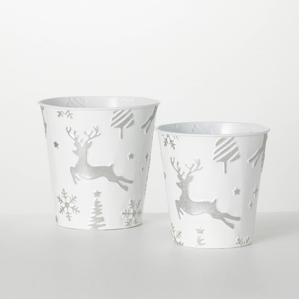 White Embossed Christmas Pails