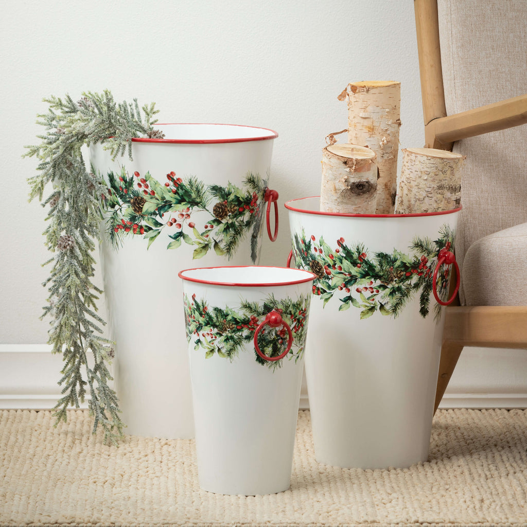 Metal Christmas Vase Trio     