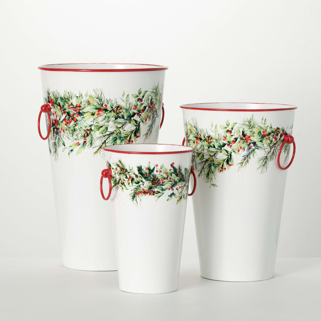 Metal Christmas Vase Trio     