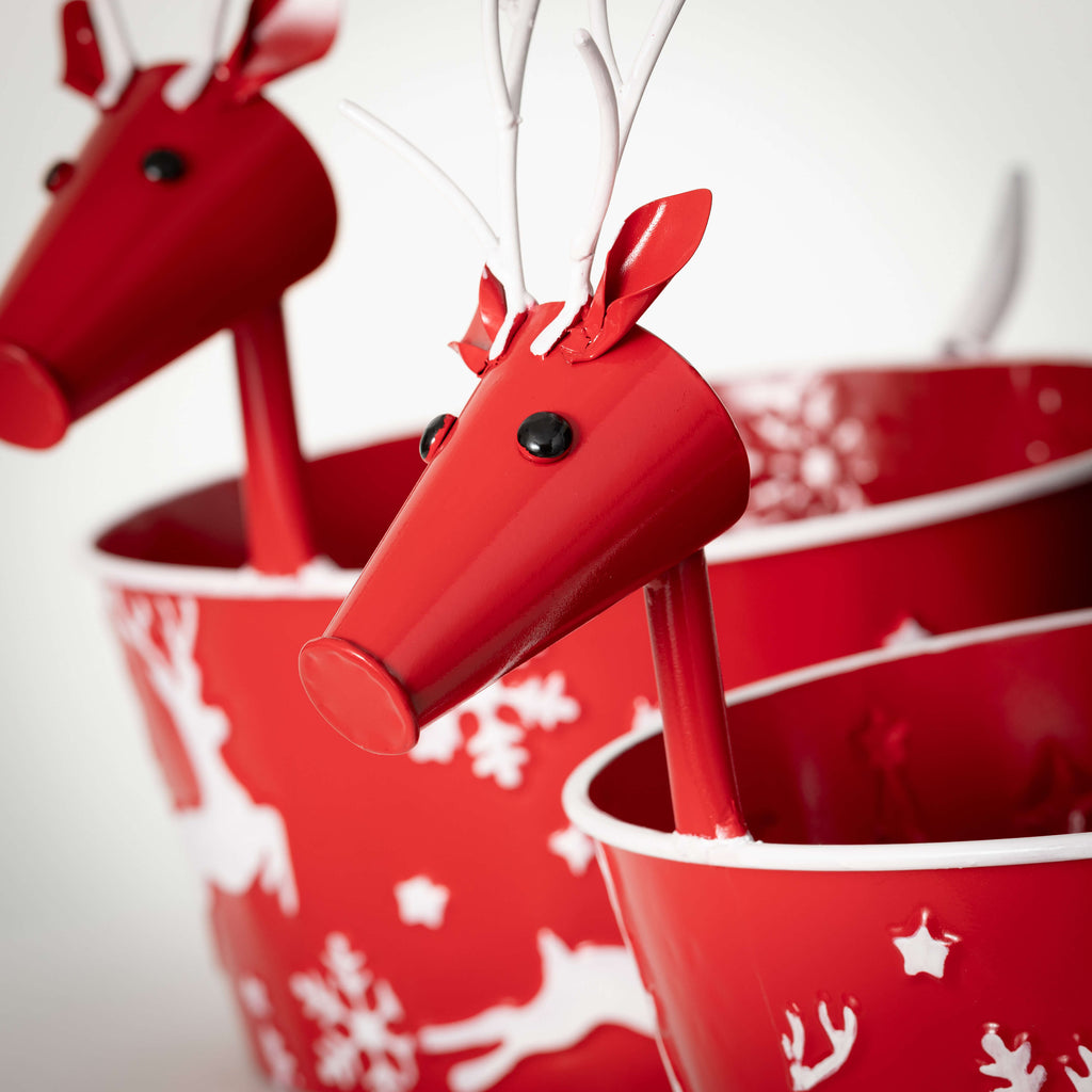 Embellished Red Reindeer Pots 