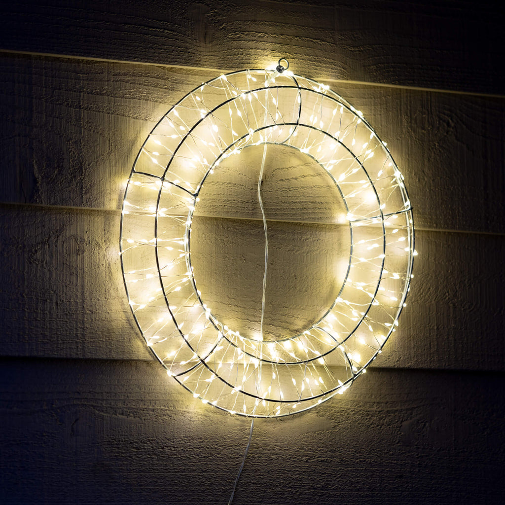 Small Lighted Silver Wreath   