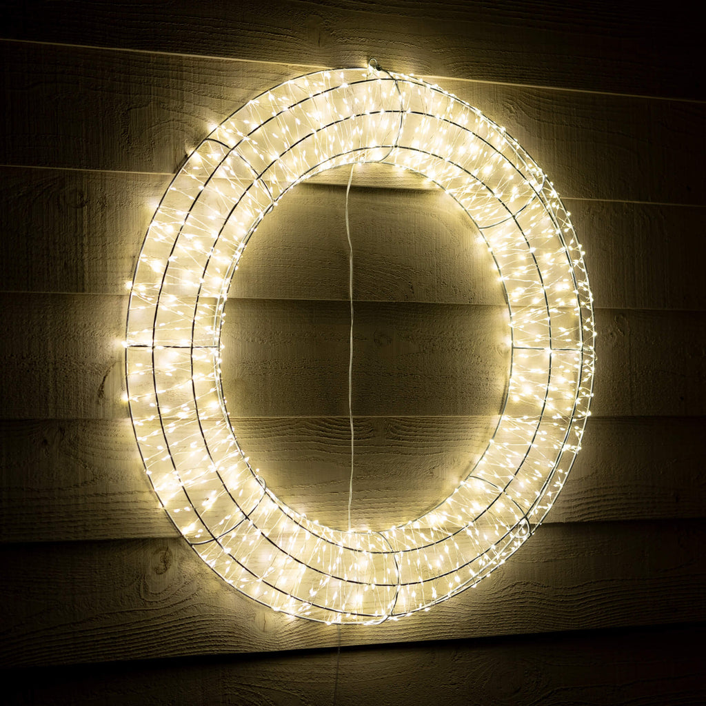 Large Lighted Silver Wreath   