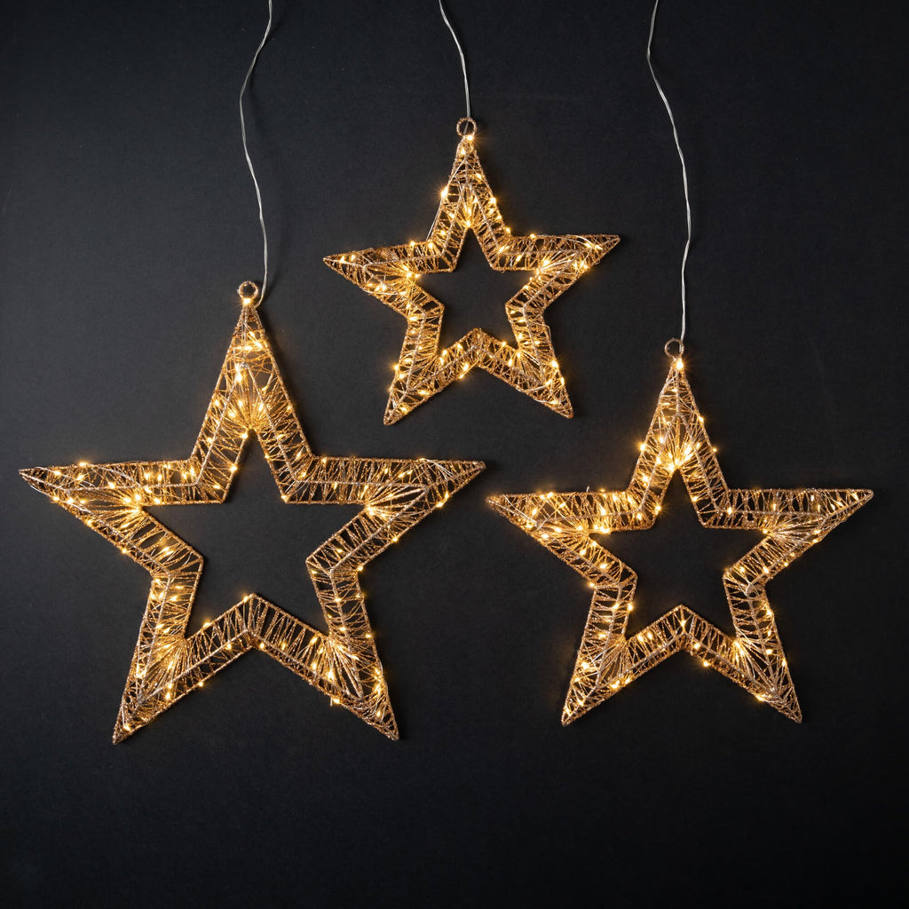 Gold Lighted Star Trio        