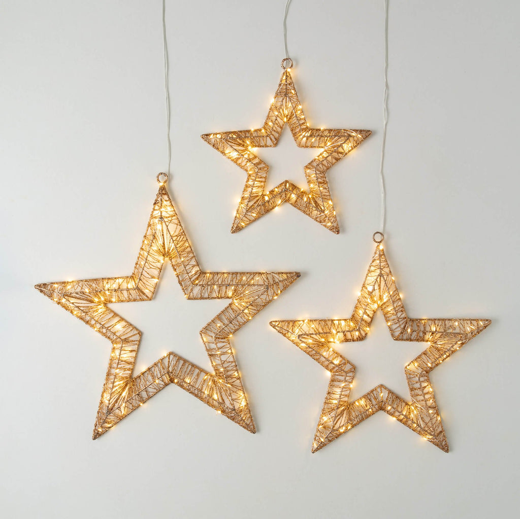 Gold Lighted Star Trio        