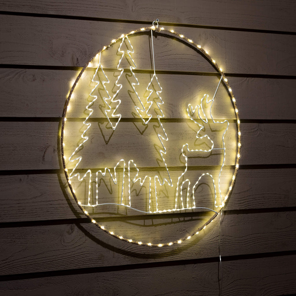 Led Deer Scene Wall Decor     