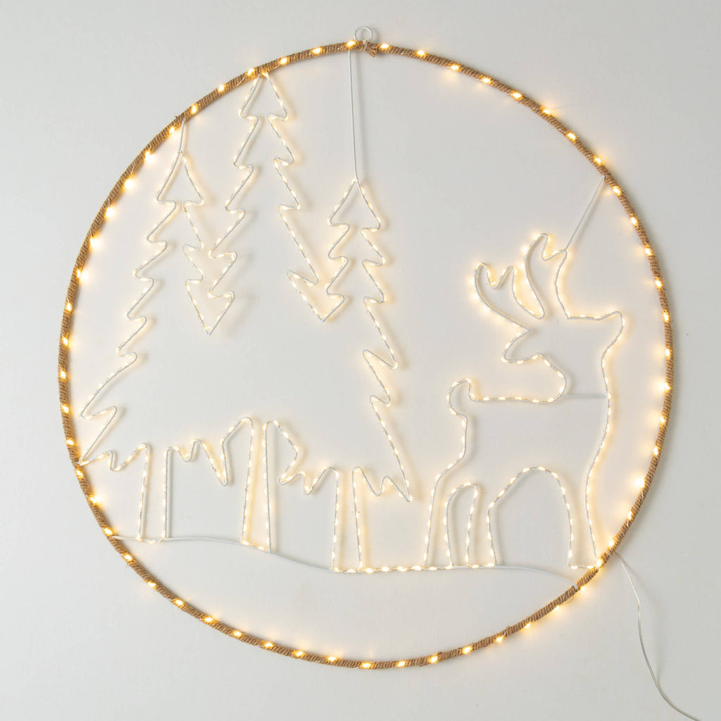 Led Deer Scene Wall Decor     