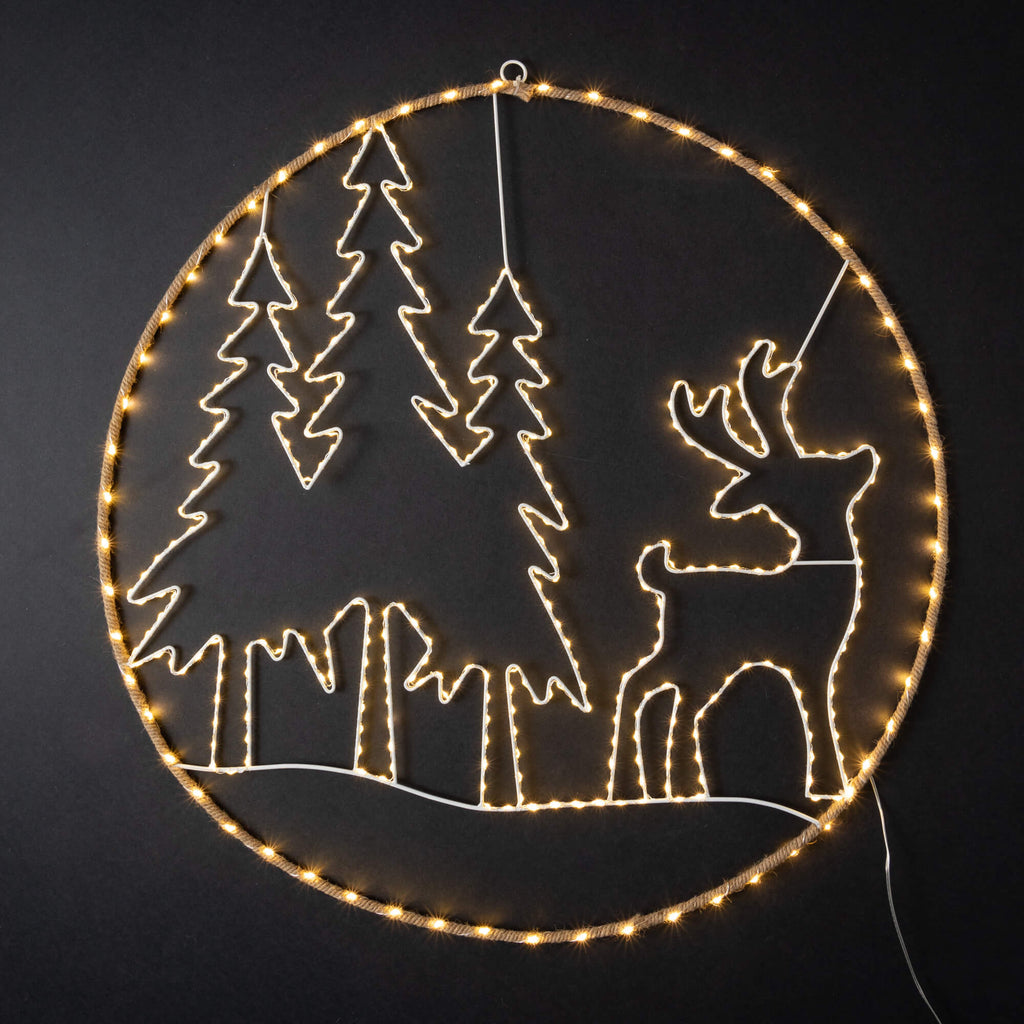 Led Deer Scene Wall Decor     