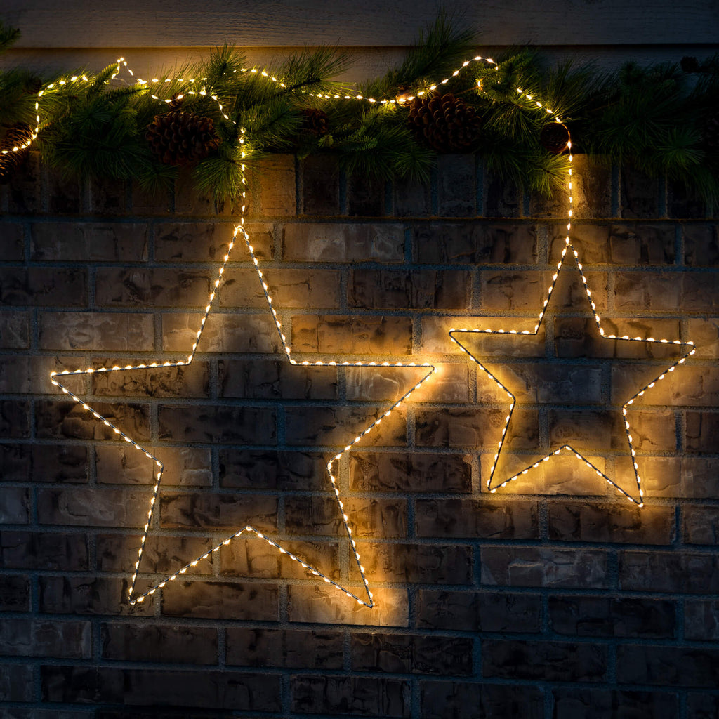 Lighted Hanging Star Set Of 2 