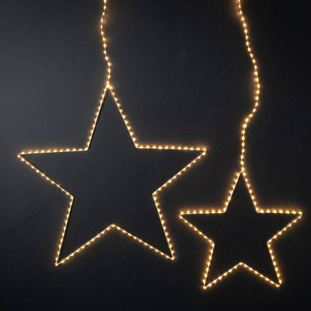 Lighted Hanging Star Set Of 2 