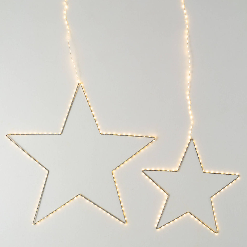 Lighted Hanging Star Set Of 2 