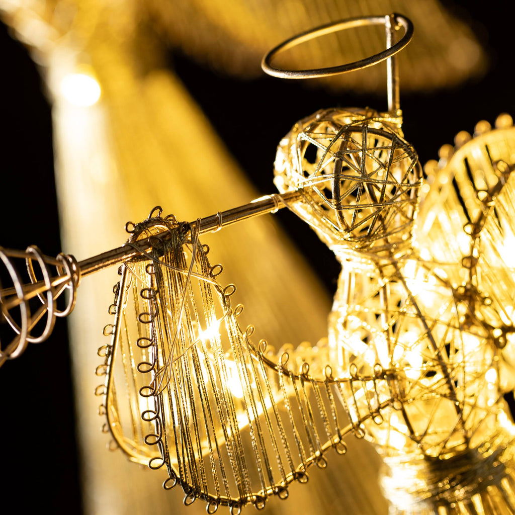 Lighted Gold Angel Set Of 2   