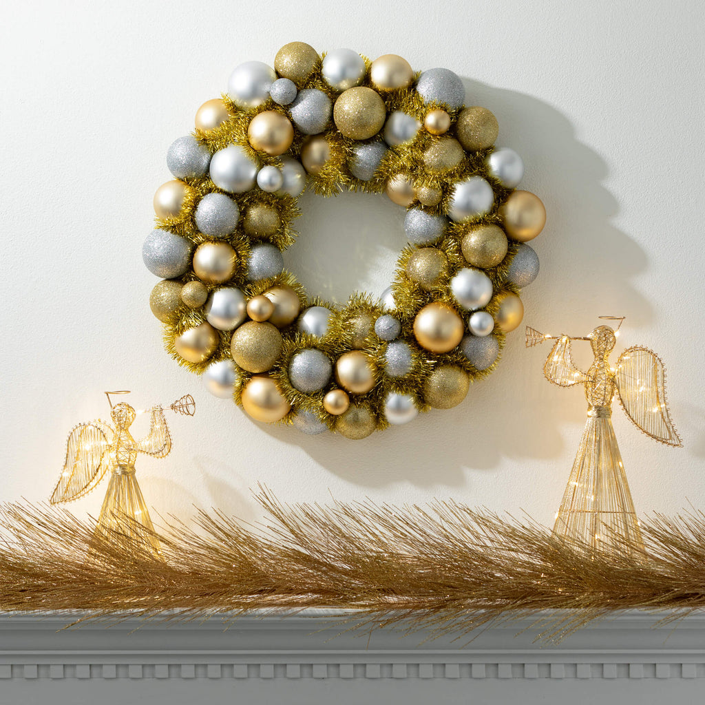 Lighted Gold Angel Set Of 2   