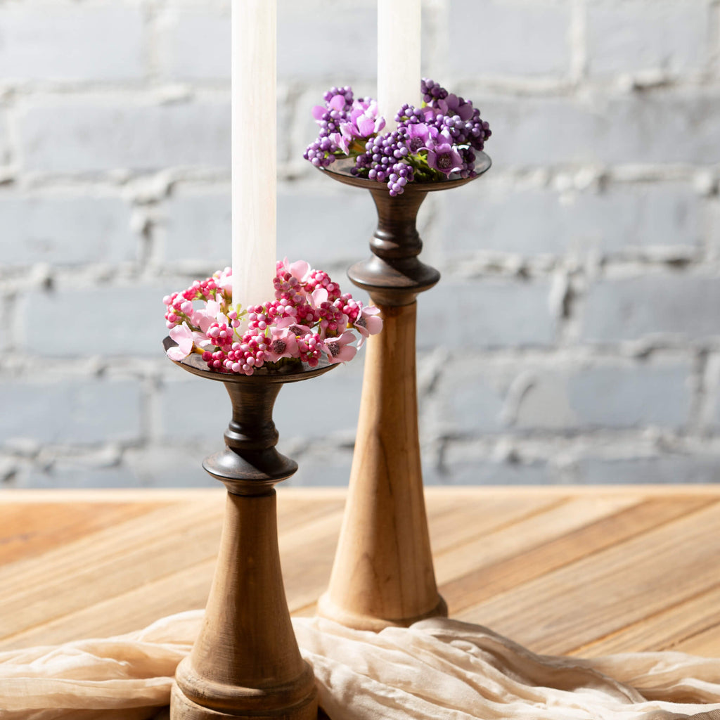 Wood Iron Candleholder Set Of 