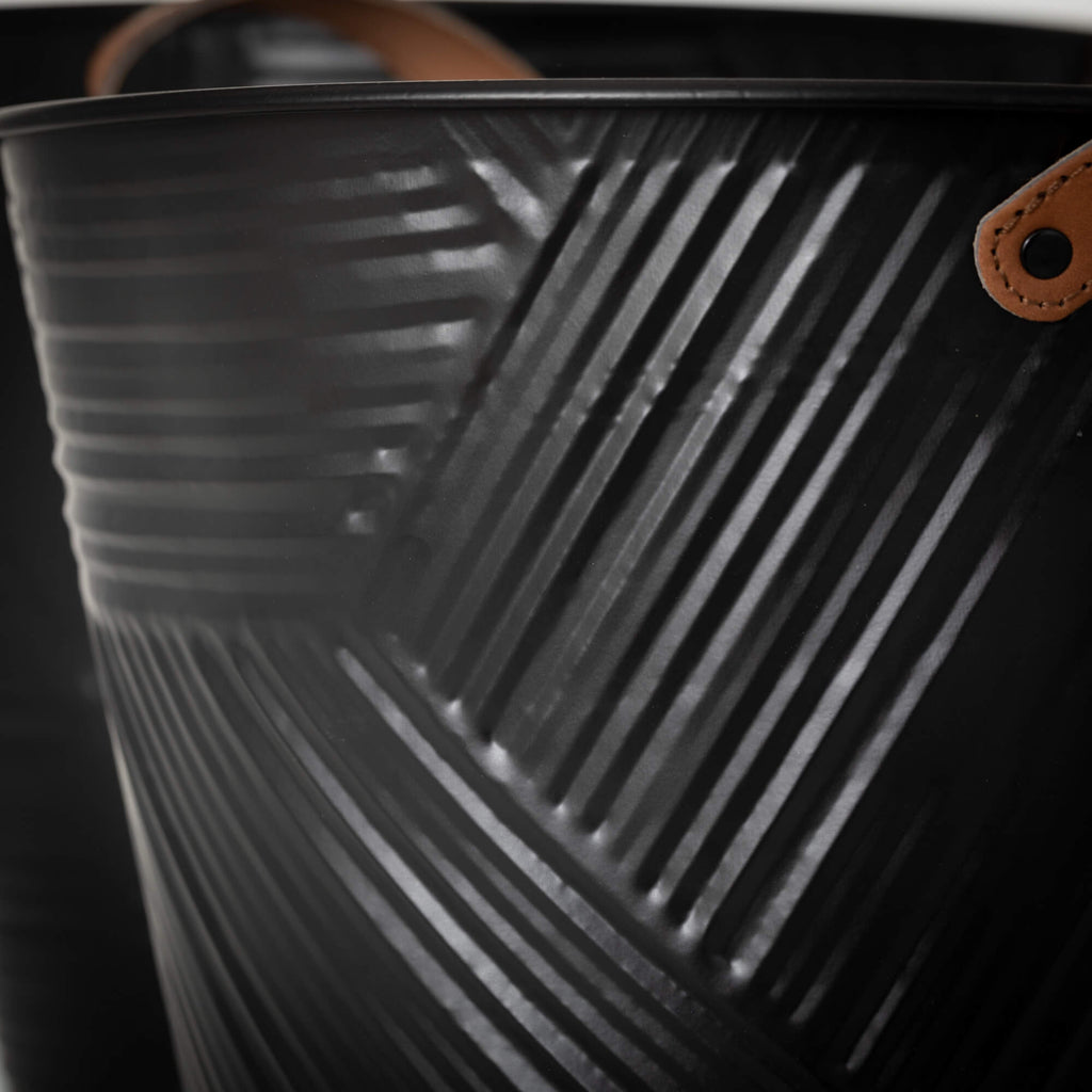 Etched Black Bucket Planter Se