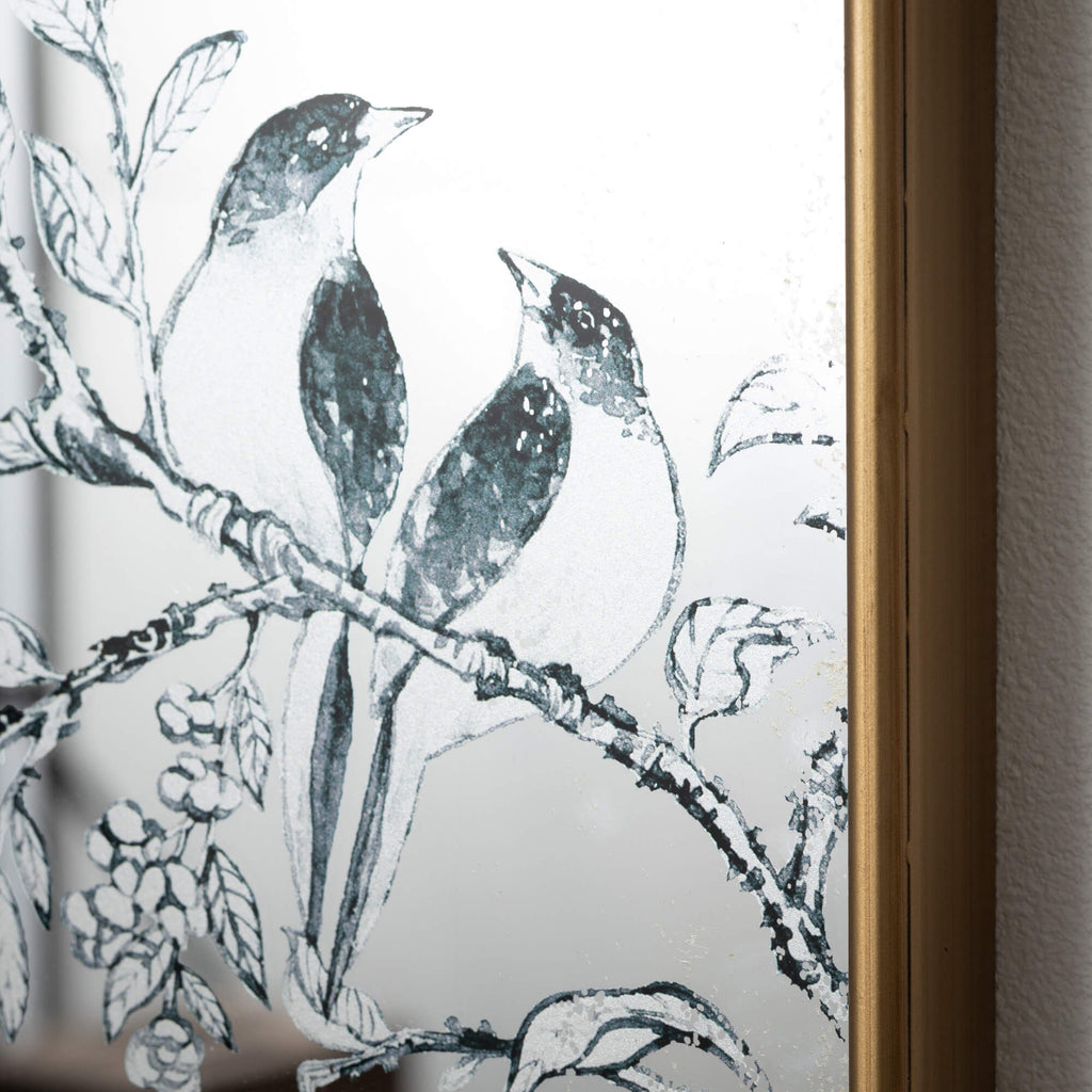 Bird Pattern Mirrored Wall Dec