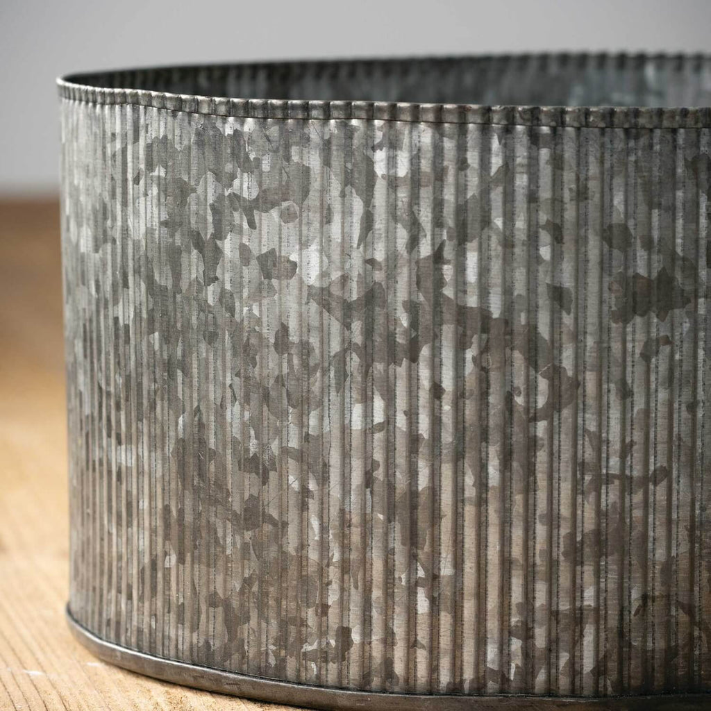 Ribbed Galvanized Metal Pot   