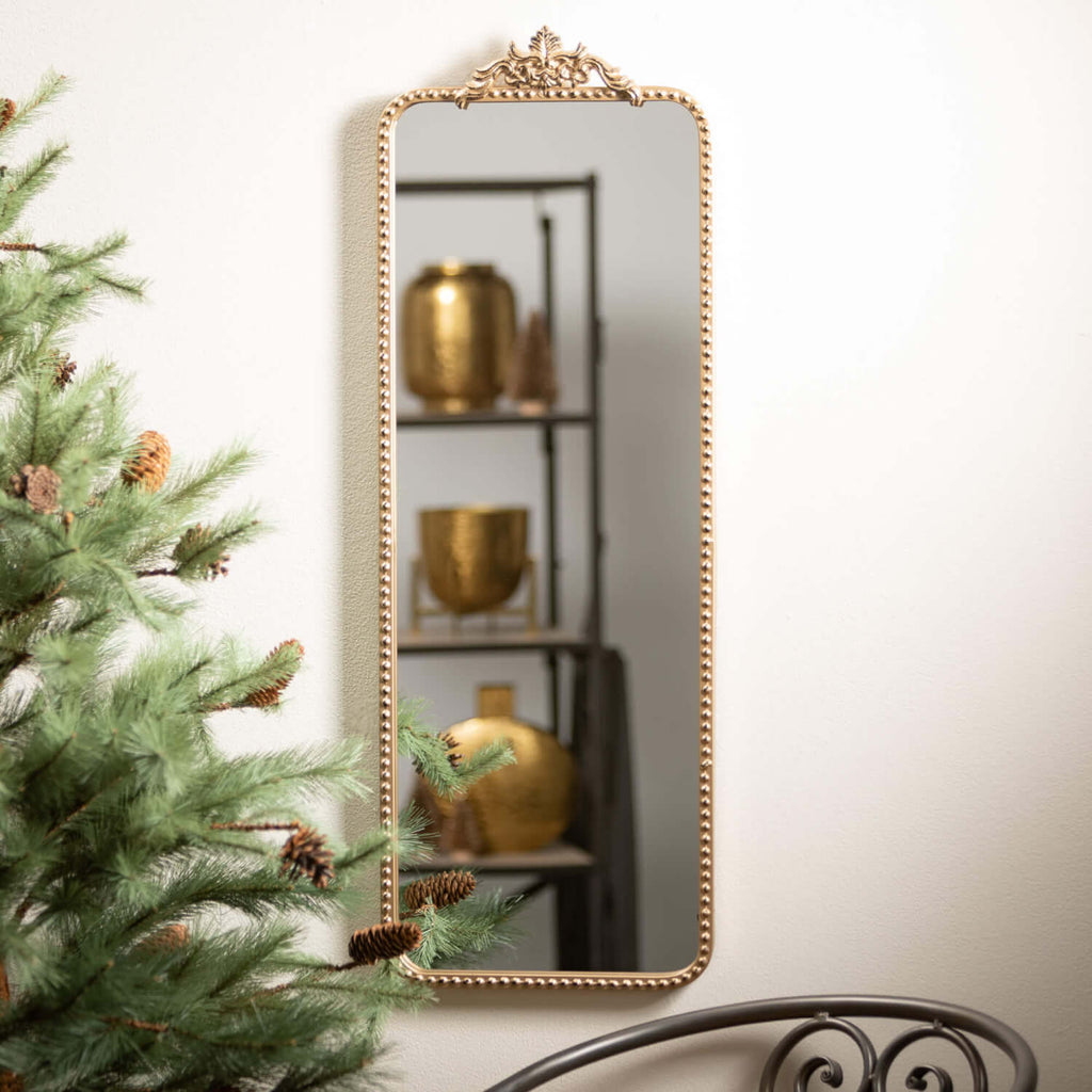 Slim Vintage Gold Edge Mirror 