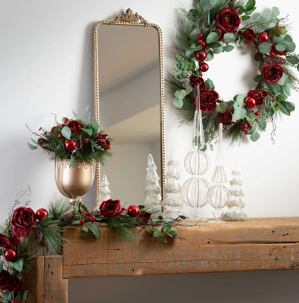 Slim Vintage Gold Edge Mirror 