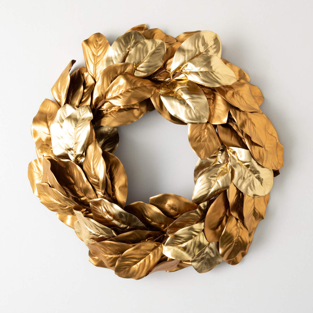 Metallic Gold Magnolia Wreath 