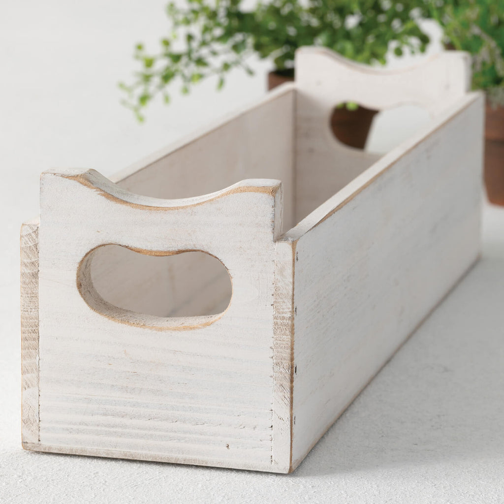 White Wood Box With Handles   