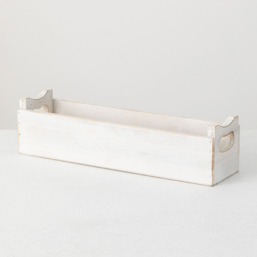 White Wood Box With Handles   