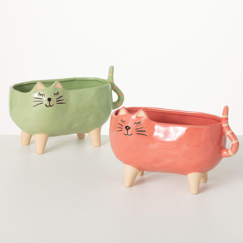 Purr-Fect Cat Planter Set Of 2